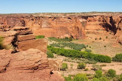 Looking down into part of Canyon De Chelly, Arizona Stock Photos