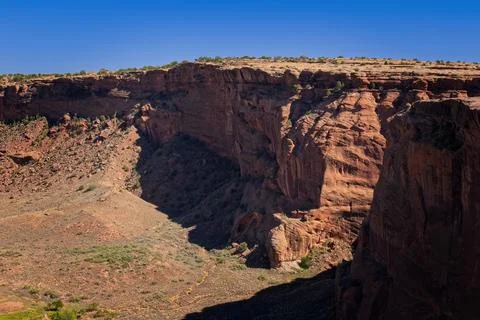Looking down into a part of Canyon De Chelly, Arizona Stock Photos