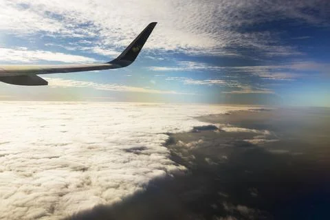Looking down onto a pattern in clouds off the East coast of the UK. Stock Photos