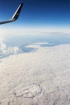 Looking down onto a pattern in clouds off the East coast of the UK. Stock Photos