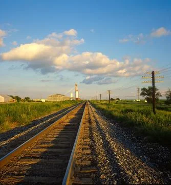 Looking down the railroad track Stock Photos