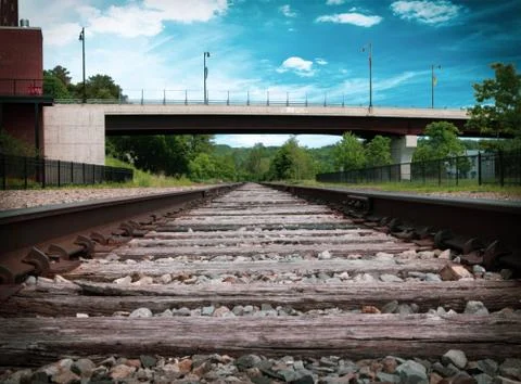 Looking Down Railroad Tracks Stock Photos
