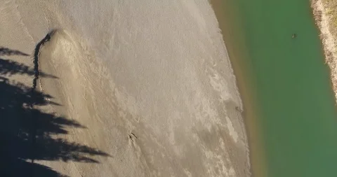 Looking down at a river off highway 101 Stockbeeldmateriaal 85824105