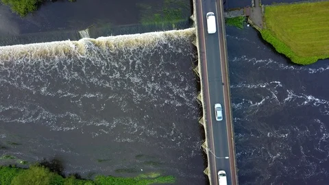 Looking down on a road and bridge Stock Footage 109350688