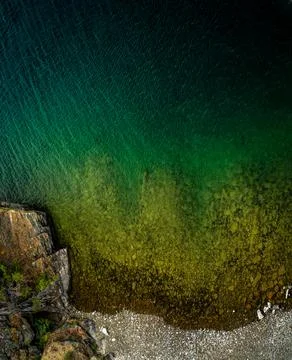 Looking Down on Rocky Beach On St Mary Lake 写真素材