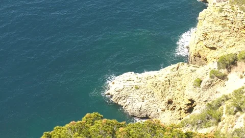Looking Down Sea Cliffs Island Coastline Background 4K Stock Footage 109234460