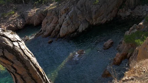 Looking down to the sea shot Stock Footage 119870213