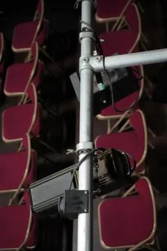 Looking down at seating thought lights 库存照片