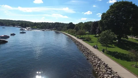 Looking Down at the Shoreline Stock Footage 115286394