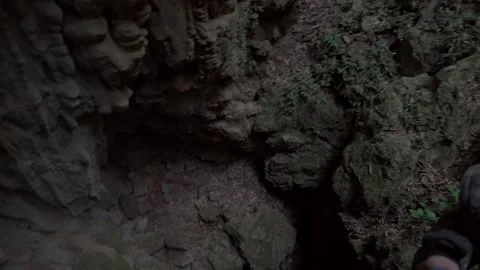 Looking Down Into a Sinkhole in Laos Stockbeeldmateriaal 333291548