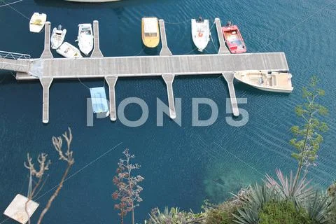 Looking down at small boats Stock Photos