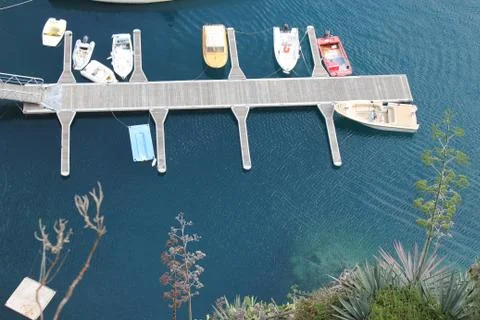 Looking down at small boats Stock Photos