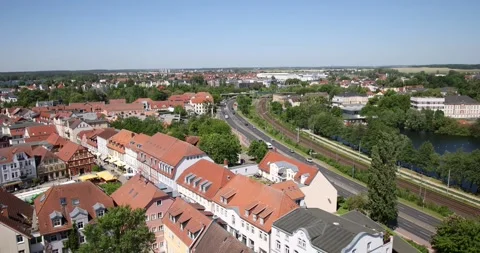 Looking down on a small city Stock Footage 276699282