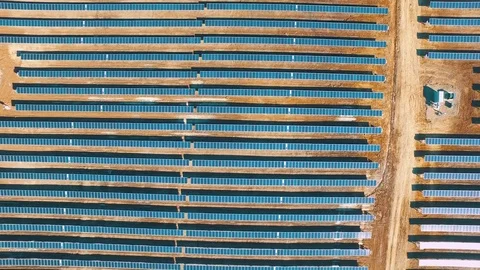 Looking Down on Solar Panels in Field Stock-Footage 84888192