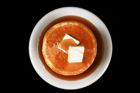 Looking down on a stack of pancakes Stock Photos