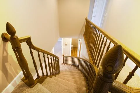 Looking down the Staircase in a Home Stock Photos