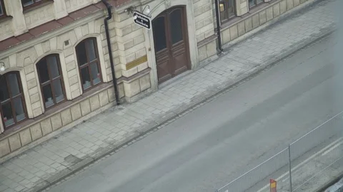 Looking down on a street in London when a ambulance drives by day shot of Stock Footage 127803281
