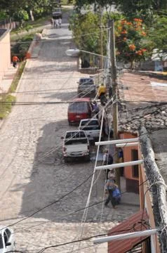 Looking Down on a Street in a Third-World Mesoamerican Village Stock Photos
