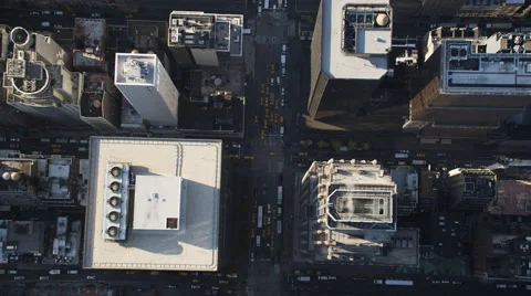 Looking down onto streets and buildings near Rockefeller Center, Midtown Stock Footage 59173884