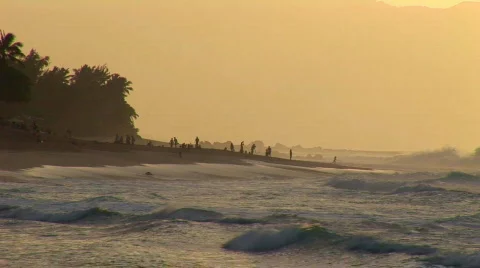 Looking down sunset beach HQ Stock Footage 242893