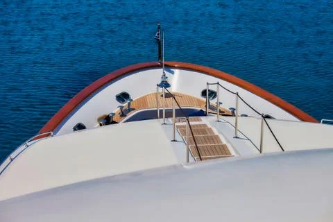 Looking down on super yachts bow. Stock Image. Foto stock