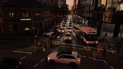Looking down on Sydney traffic line at night 4K Video stock 203069059