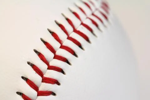 Looking down the threads of a baseball Stock Photos