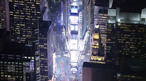 Looking down at Times Square at night. Shot in 2011. Stock Footage 59172443