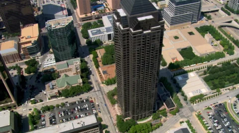 Looking down onto Trammell Crow Tower in Dallas, Texas Stock Footage 59463707