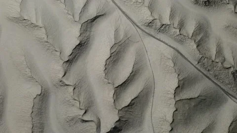 Looking down on a unique empty desert landscape Stock Footage 153872277