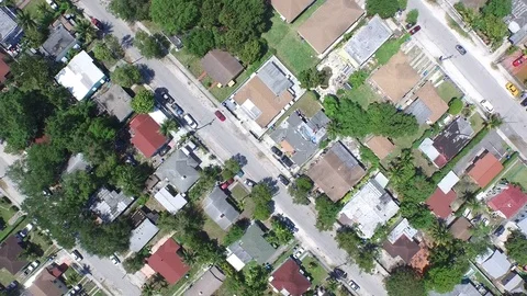 Looking Down on Urban Anywhere USA aerial RAW Stock Footage 74123319