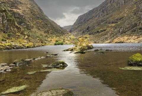 Looking down the valley at the Dunloe Gap Stock Photos