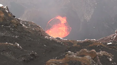 Looking down volcano in Ambrym, Vanuatu, extreme close up of magma HD Video Stock Footage 64797097
