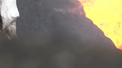 Looking down volcano in Ambrym, Vanuatu, close up of magma HD Video Video stock 64797138