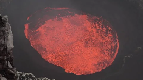 Looking down volcano in Ambrym, Vanuatu, close up of magma HD Video Stock Footage 64797228