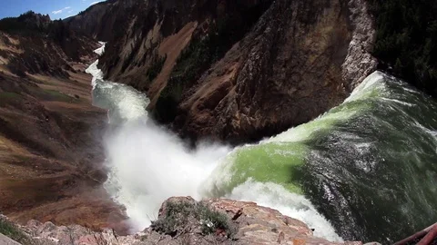 Looking Down on Yellowstone Falls Stock Footage 100525960