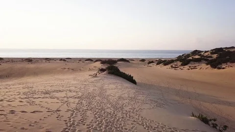 Looking the dune like desert in piscinas beach from sardinia Stock Footage 80611918