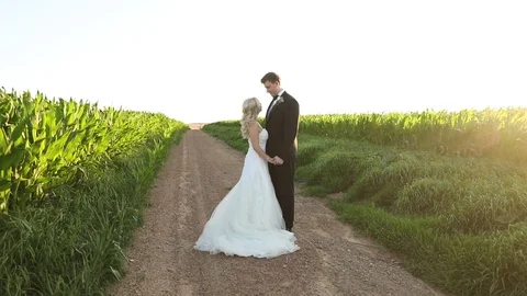 Looking into Each Other's Eyes Between The Corn Fields Stock-Footage 114886115