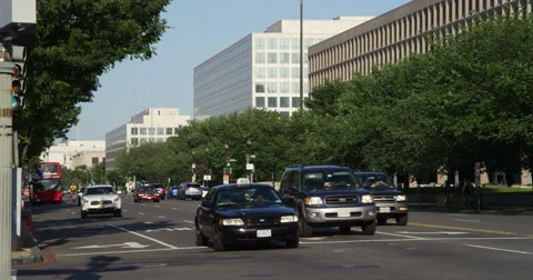 Looking east on Indiana Avenue from 12th Street in Washington DC. Shot in May Stock Footage 59249330
