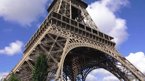 Looking up at the Eiffel Tower (in 4K), Paris, France. Stock Footage 52923184