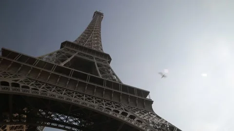 Looking Up at The Eiffel Tower (Tour Eiffel) [PAN]- Paris, France Stock Footage 61238051