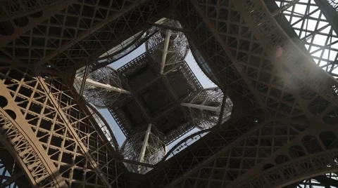 Looking Up At The Eiffel Tower (Tour Eiffel) - Paris, France Stock Footage 61238128