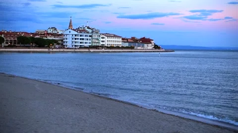 Looking at the empty beach in grado, italy Stock Footage 43358687