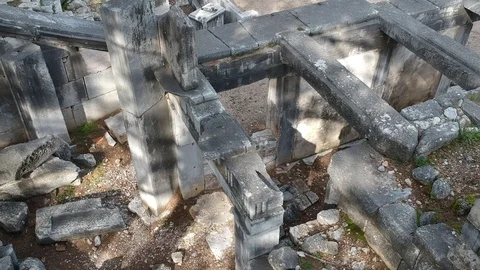 Looking up from the entrance to the ancient theater while moving forward Stock Footage 103987812