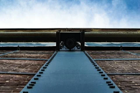 Looking up a factory wall Foto stock