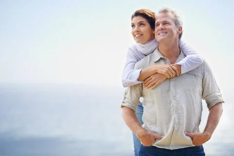 Looking forward to the future together. A happy mature couple with their heads Stock Photos