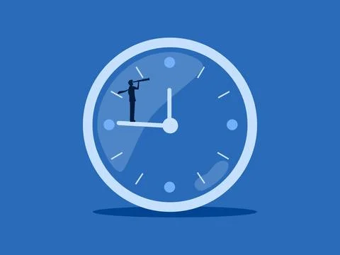 Looking into the future, Working on time, Businessman predicts the clock Illustrazione stock