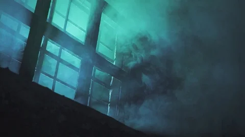 Looking up to green light rays behind the window (version 2) Stock Footage 105299611