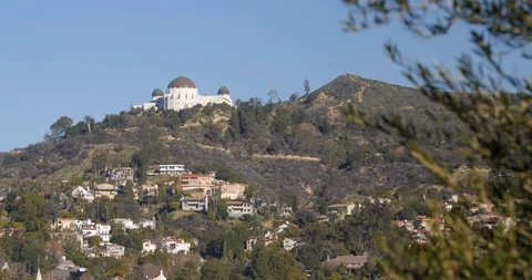 Looking up at the griffith observatory, los angeles Stock Footage 87362441