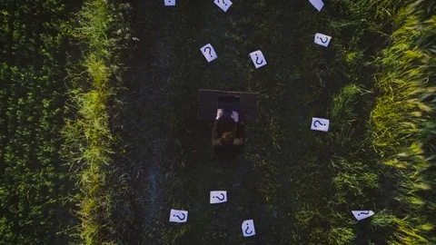 Looking for Idea. Young businessman with computer in the middle of the nature Stock Footage 76703262